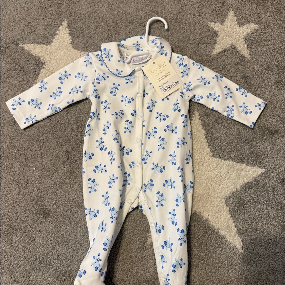 Rachel Riley Teddy Babygro Blue